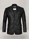 Authentic Luxury Men's Black Leather Blazer Pure Lambskin 2 Button Coat Blazer