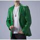 Authentic Men's Green Leather Blazer 100% Pure Sheepskin 2 Button Coat Blazer