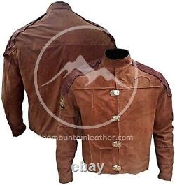 Battlestar Jacket Galactica Viper Pilot Motorcycle BSG Brown Suede Leather Coat