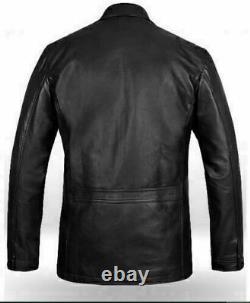 Black Leather Blazer Men Pure Lambskin Coat Jacket 2 Button Jacket