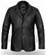 Black Leather Blazer Men Pure Lambskin Coat Jacket 2 Button Size S M L Xl Xxl