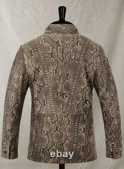 Brand New Men's Dark Brown Python Leather Blazer 100% Real Lambskin Coat Blazer