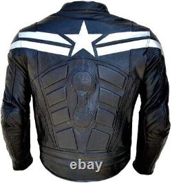 Captain America's Handmade Avengers Cow Leather Padded Motorcycle Jacket