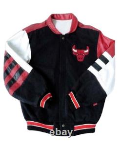 Chicago Bulls Nba Fan Varsity Sheepskin Leather Jacket- Men's All Size Available