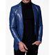 Classic Men's Pure Lambskin Leather Blazer Soft 2 Button Blue Coat Blazer