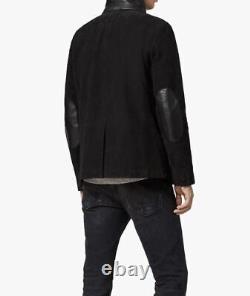 Elegant New Men's Black Suede Jacket Real Lambskin Slim Fit Stylish Fashion Coat