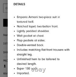 Emporio Armani EU-USA 60 Suit Made In? New Black