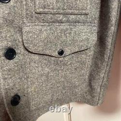 Filson Double Mackinaw Cruiser jacket Virgin Wool Gray 38 Made in USA from Japan