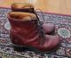 Frye Sabrina Burgundy Boots Lace Up Size 6 Made In Usa Vibram Sole