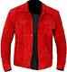Handmade Suede Red Stylish Party Genuine Lambskin Men Jacket Designer Leather