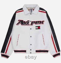 Men AVIREX USA Edition Icon Jacket In White X Tommy Jeans, Military Bomber Jacket