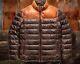 Men Brown Puffer Jacket Distressed Two Tone Quilt Biker Down Real Leather Jacket