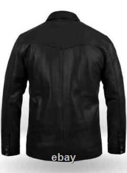 Men Genuine Lambskin Leather Motorcycle Jacket Slim fit Biker Jacket Black Shirt
