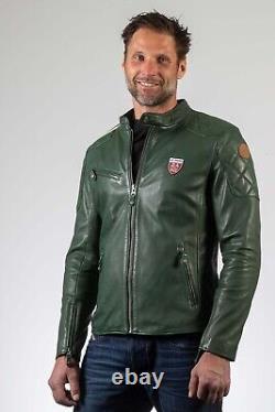 Men Motorcycle Real Leather Sheep Skins Cafe Racer Classic Fit Jacket