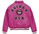 Men's Avirex Pink Real Bomber American Flight Jacket Leather Jacket