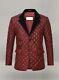 Men's Dark Red Genuine Soft Sheepskin 100% Leather Bocelli Quilted Coat Blazer
