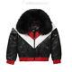 Men's Leather Jacket With Fox Fur Collar Bubble Leather V-bomber Jacket