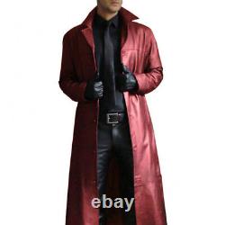Men's Leather Trench Long Coat 100% Pure Sheepskin Fashionable Long Over Coat