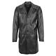 Men's Real Sheepskin Leather Trench Coat 3/4 Length Classic Coat Jimmy Black Usa