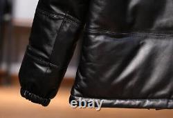 Men's Stand Collar Sheepskin Down Leather Jacket