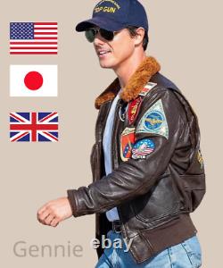 Men's Top Gun Tom Cruise Maverick Jacket Real Leather Bomber G1 Pilot Jacket
