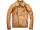 Men's Vintage Distressed Camel Brown Jacket Slim Fit Distressed Coat