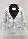 Men's White Soft Genuine Sheepskin 100% Leather Bocelli Quilted Coat Blazer