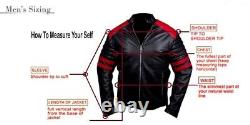 Mens Black Leather Jacket with Hood Pure Lambskin Motorcycle Biker Size S M L XL