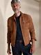 Mens Brown Leather Trucker Jacket Pure Suede Custom Made Size S M L Xl 2xl 063