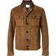Mens Brown Leather Trucker Jacket Suede Custom Made Size S M L Xl 2xl 3xl