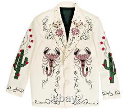 Mens Custom Made Country Western Blazer Embroidered Pearl Work For Wedding Wear