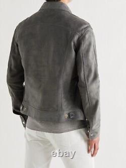 Mens Grey Suede Leather Shirt Jacket Designer Suede Men Leather Jacket Shirt 113