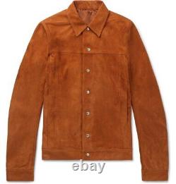 Mens Suede Leather Shirt Jacket Designer Suede Men Leather Jacket Shirt #111