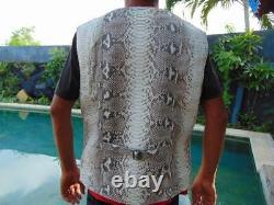 Mens White & Black Exotic Genuine Python Embossed Lambskin Leather Vest