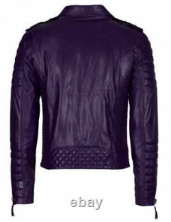 New Men's Purple Leather Jacket Real Soft Lambskin Slim Fit Stylish OutWear Coat