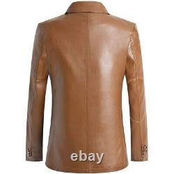 New Men's Tan Genuine Lambskin Leather 2 Button Coat Blazer