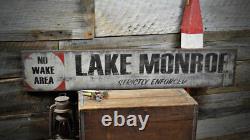 Personalized No Wake Area Lake House Sign Rustic Hand Made Vintage Wood Sign