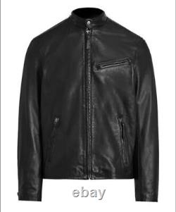 Premium Quality Black Biker Cafe Racer Genuine Leather Jacket Coat Moto, XS-5XL
