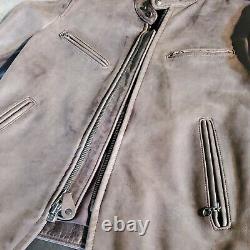 Schott Nyc NEWT antiqued anthracite Racer Leather Jacket made in USA Rare sz MED