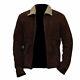 The Walking Dead Rick Grimes Men's Brown Suede Leather Jacket Collar Fur Coat