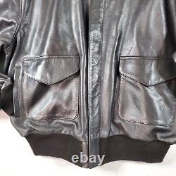 US WINGS A-2 Dark Brown Leather Flight Jacket Men's XL MADE IN USA EUC