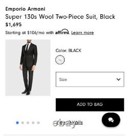 Costume Emporio Armani UE-USA 60 Fabriqué où ? Noir neuf