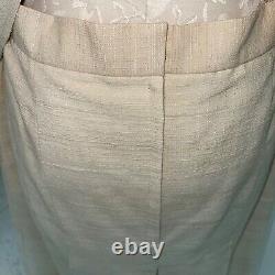 Ensemble veste et jupe vintage pour femme Eveca taille large en soie naturelle crème fabriqué aux États-Unis