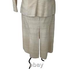 Ensemble veste et jupe vintage pour femme Eveca taille large en soie naturelle crème fabriqué aux États-Unis