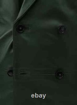 Manteau Blazer en Cuir Vert pour Homme 100% Pure Peau de Mouton Douce Vêtement Décontracté Coat Blazer