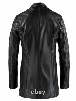 Manteau en cuir noir Max Payne pour hommes en agneau pur Taille XS S M L XL XXL 3XL