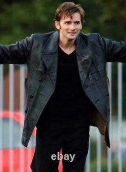 Manteau en cuir pour homme, David Tennant Doctor Who, fabriqué à la main en cuir véritable