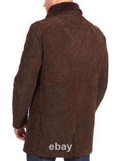 Manteau en daim marron foncé pour homme en cuir véritable, trench-coat en daim souple, vêtement décontracté