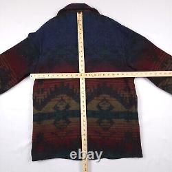 Manteau en laine vintage Woolrich pour homme, motif aztèque multicolore, taille moyenne, blazer avec poches, fabriqué aux États-Unis.