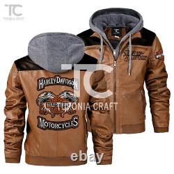 Moto Harley-Davidson Brown HD avec veste en cuir amovible à capuche